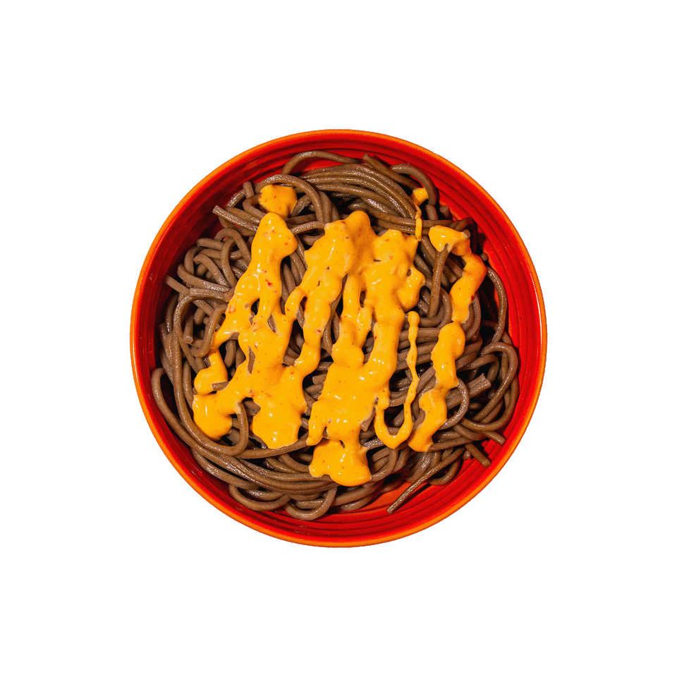 leckere kimchi mayo auf soba nudeln als beilage